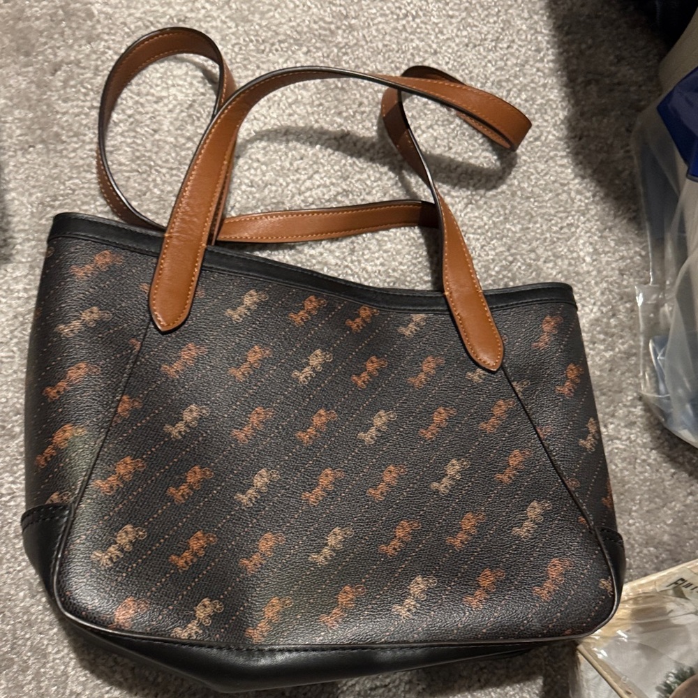 Brown and Black Coach Tote Bag